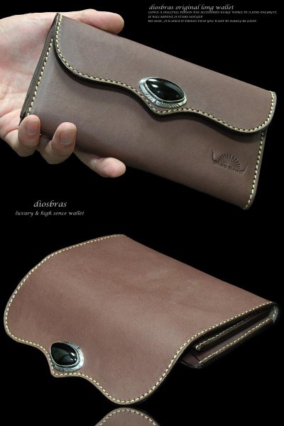 画像2: 【diosbras-ディオブラス-】本革サドルレザーバッファローデザインバイカーウォレット コンチョ 本革ブラウンサドルレザー 財布 シルバー925【SA】 (2)