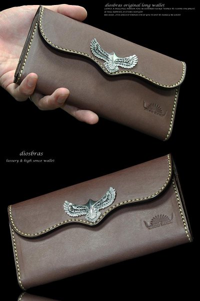 画像5: 【diosbras-ディオブラス-】本革サドルレザーバッファローデザインバイカーウォレット コンチョ 本革ブラウンサドルレザー 財布 シルバー925【SA】 (5)