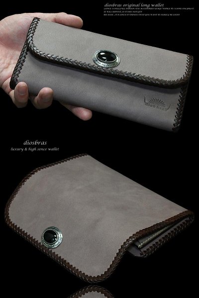 画像2: 【diosbras-ディオブラス-】本革サドルレザーシンプルデザイン大容量バイカーウォレット コンチョ 本革ナチュラルサドルレザー 財布 シルバー925【SA】 (2)