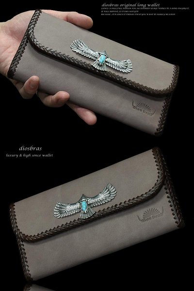 画像5: 【diosbras-ディオブラス-】本革サドルレザーシンプルデザイン大容量バイカーウォレット コンチョ 本革ナチュラルサドルレザー 財布 シルバー925【SA】 (5)