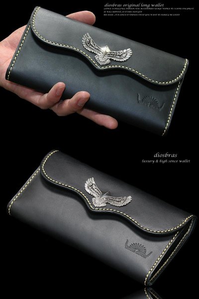 画像5: 【diosbras-ディオブラス-】本革サドルレザーバッファローデザインバイカーウォレット コンチョ 本革ブラックサドルレザー 財布 シルバー925【SA】 (5)
