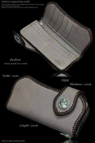 画像4: 【diosbras-ディオブラス-】レザーウォレット バイカーウォレット コンチョ サドルレザー 財布 シルバー925【SA】 (4)