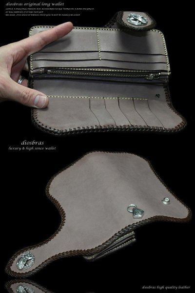 画像5: 【diosbras-ディオブラス-】レザーウォレット バイカーウォレット コンチョ サドルレザー 財布 シルバー925【SA】 (5)