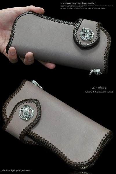 画像2: 【diosbras-ディオブラス-】レザーウォレット バイカーウォレット コンチョ サドルレザー 財布 シルバー925【SA】 (2)