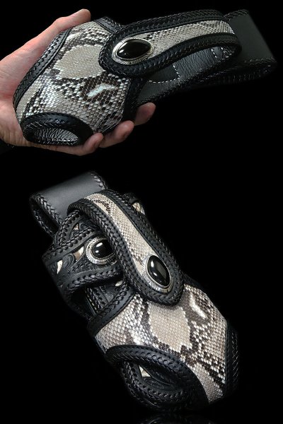 画像2: 【diosbras-ディオブラス】バイカーズ ウォレットホルダー 本革 ダイヤモンドパイソン 蛇革 ヘビ シンプルホルダー【ロングウォレット用】 (2)