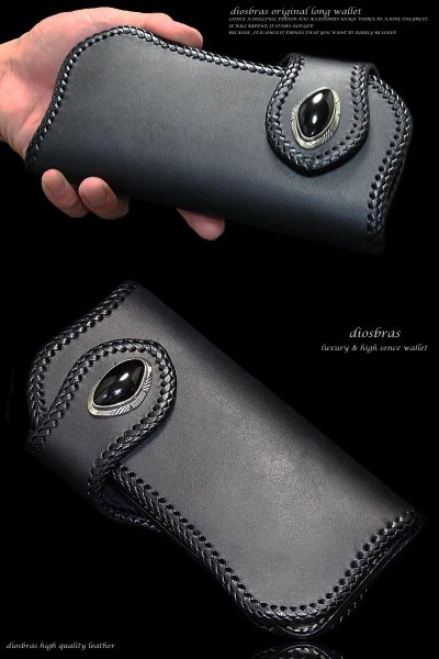 画像2: 【diosbras-ディオブラス-】レザーウォレット バイカーウォレット コンチョ サドルレザー 財布 シルバー925【SA】 (2)