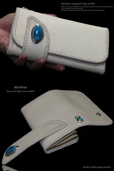 画像2: 【diosbras-ディオブラス-】本革サドルレザー大容量財布バイカーウォレット コンチョ 本革ナチュラルサドルレザー 財布 シルバー925【SA】 (2)