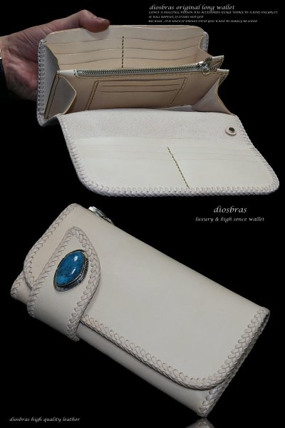 画像4: 【diosbras-ディオブラス-】本革サドルレザー大容量財布バイカーウォレット コンチョ 本革ナチュラルサドルレザー 財布 シルバー925【SA】 (4)