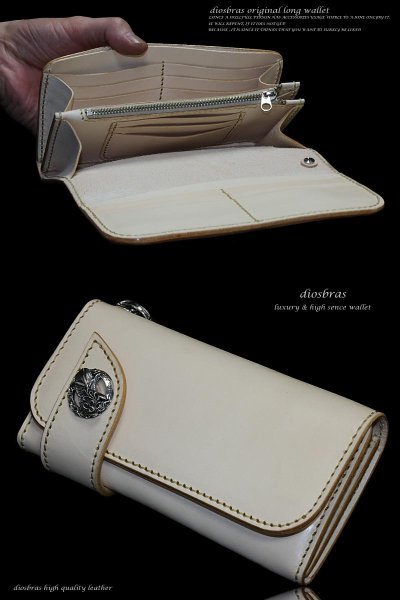 画像4: 【diosbras-ディオブラス-】本革サドルレザー大容量財布バイカーウォレット コンチョ 本革ナチュラルサドルレザー 財布 シルバー925【SA】 (4)