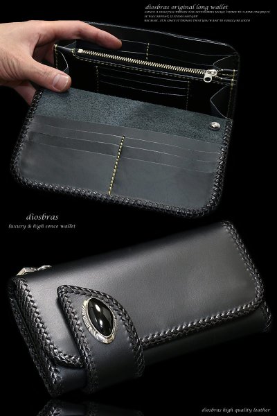 画像4: 【diosbras-ディオブラス-】本革サドルレザー大容量財布バイカーウォレット コンチョ 本革ブラックサドルレザー 財布 シルバー925【SA】 (4)
