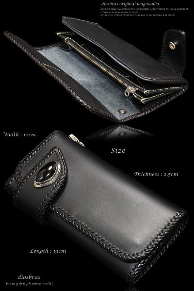 画像5: 【diosbras-ディオブラス-】本革サドルレザー大容量財布バイカーウォレット コンチョ 本革ブラックサドルレザー 財布 シルバー925【SA】 (5)