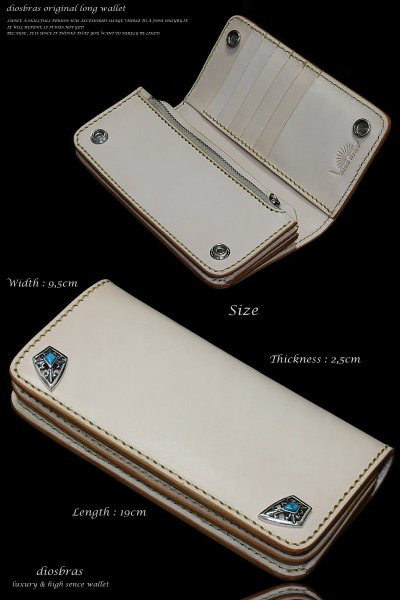 画像4: 【diosbras-ディオブラス-】本革サドルレザーバイカーズウォレット/牛革財布 コンチョ 本革ナチュラルサドルレザー 財布 シルバー925【SA】 (4)