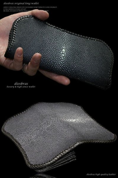 画像5: 【diosbras-ディオブラス-】本革 スティングレイ エイ革 ウォレット スティングレー 長財布  財布 レザーウォレット ロングウォレット ウォレット バイカー ヌメ革 長財布 シンプルスタイル/内側本牛革/wallet/サイフ/wallet/短財布/サイフ/二つ折り財布【CE】 (5)