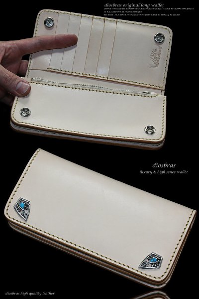 画像5: 【diosbras-ディオブラス-】本革サドルレザーバイカーズウォレット/牛革財布 コンチョ 本革ナチュラルサドルレザー 財布 シルバー925【SA】 (5)