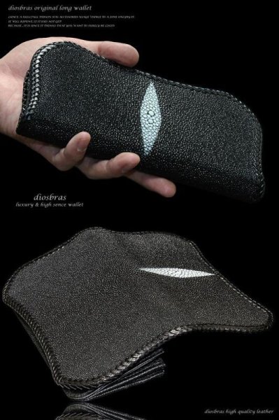 画像5: 【diosbras-ディオブラス-】本革 スティングレイ エイ革 ウォレット スティングレー 長財布  財布 レザーウォレット ロングウォレット ウォレット バイカー ヌメ革 長財布 シンプルスタイル/内側本牛革/wallet/サイフ/wallet/短財布/サイフ/二つ折り財布【EI】 (5)