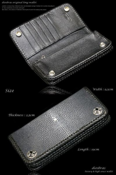 画像5: 【diosbras-ディオブラス-】本革カッティング スティングレイ  エイ革 バイカーズウォレットコンチョ/牛革財布シルバー925コンチョ/長財布walletサイフ ステイングレー【CE】 (5)