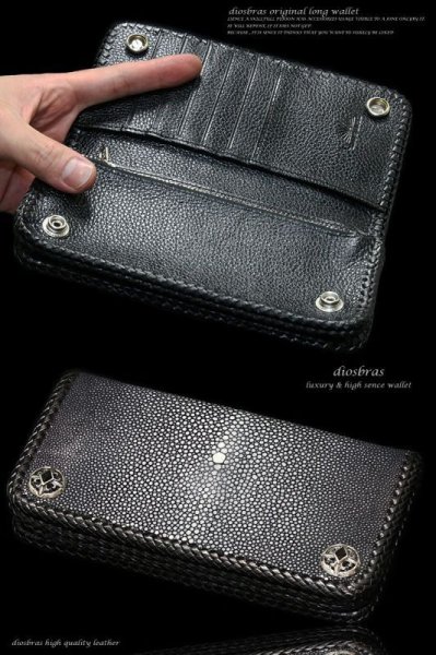 画像4: 【diosbras-ディオブラス-】本革カッティング スティングレイ  エイ革 バイカーズウォレットコンチョ/牛革財布シルバー925コンチョ/長財布walletサイフ ステイングレー【CE】 (4)