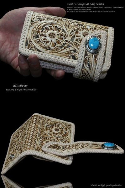 画像3: 【diosbras-ディオブラス-】透かし彫りカービングINパイソン レザーハーフウォレット バイカーウォレット コンチョ 本革サドルレザー 二つ折り財布 シルバー925 ショートウォレット【CPA】 (3)