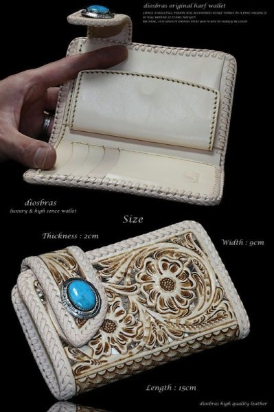 画像5: 【diosbras-ディオブラス-】透かし彫りカービングINパイソン レザーハーフウォレット バイカーウォレット コンチョ 本革サドルレザー 二つ折り財布 シルバー925 ショートウォレット【CPA】 (5)