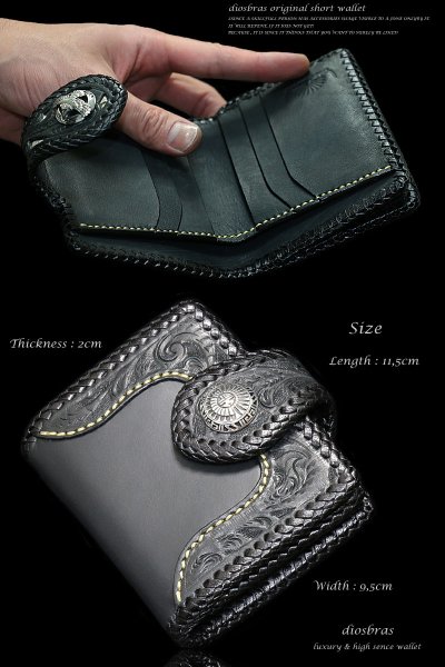 画像5: 【diosbras-ディオブラス-】本革カービングパイソン ハーフウォレット サドルレザー バイカーズ ショートウォレット ウォレット シルバー レザーウォレット コンチョ 短財布 財布蛇革 ヘビ革【CG】 (5)