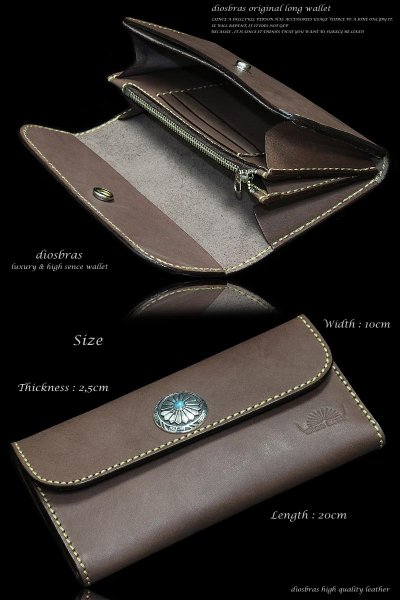 画像4: 【diosbras-ディオブラス-】本革サドルレザーシンプルデザイン大容量バイカーウォレット コンチョ 本革ナチュラルサドルレザー 財布 シルバー925【SA】 (4)