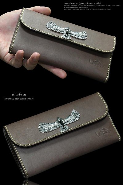 画像5: 【diosbras-ディオブラス-】本革サドルレザーシンプルデザイン大容量バイカーウォレット コンチョ 本革ナチュラルサドルレザー 財布 シルバー925【SA】 (5)