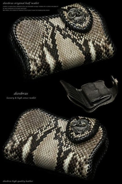 画像6: 【diosbras-ディオブラス-】パイソン革 ヘビ革 蛇革 ハーフウォレット  短財布 サドルレザー カービング バイカーズ  財布 レザーウォレット ウォレット バイカー ヌメ革 カービング ショートウォレット シルバー925 /牛革【PY】 (6)