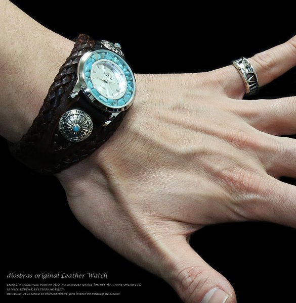 画像3: オニキス ターコイズ ホピスタイル アラベスク コンチョ シルバー925 コンチョ (ネジ式) レザー ロング 二つ折り 財布 ウォレット サイフ メンズ レディース【diosbras-ディオブラス-】【メール便送料無料!!】【S】【品番c&d】 (3)