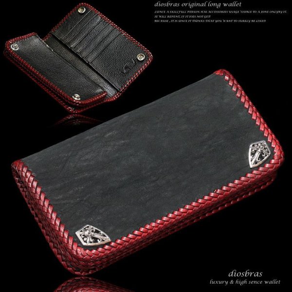 画像5: エンブレム スカル & クロス コンチョ シルバー925 コンチョ (ネジ式) レザー ロング 二つ折り 財布 ウォレット サイフ メンズ レディース【diosbras-ディオブラス-】【メール便送料無料!!】【S】【品番pf】 (5)