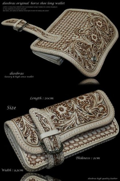 画像4: 【diosbras-ディオブラス-】本革 透かし彫り カービング パイソン 蛇革 ヘビ サドルレザーバイカーズウォレット 馬蹄  バックル ホースシュー 財布 レザーウォレット ロングウォレット ウォレット バイカー ヌメ革 長財布 シルバー925コンチョ【SA】 (4)