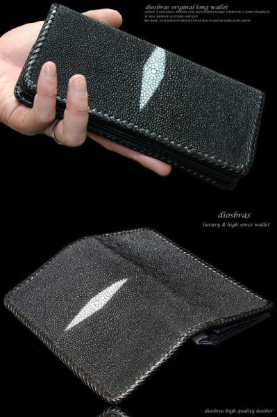 画像2: 【diosbras-ディオブラス-】本革スティングレー エイ革 バイカーズウォレット 財布 レザーウォレット ロングウォレット ウォレット バイカー 長財布 長財布/牛革財布 シルバー925コンチョ/wallet/サイフ (2)