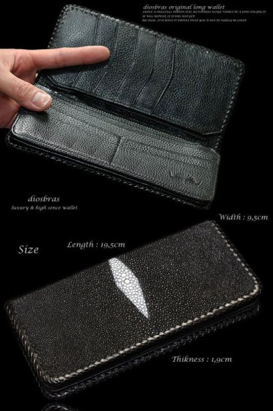 画像4: 【diosbras-ディオブラス-】本革スティングレー エイ革 バイカーズウォレット 財布 レザーウォレット ロングウォレット ウォレット バイカー 長財布 長財布/牛革財布 シルバー925コンチョ/wallet/サイフ (4)