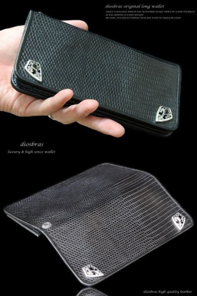 画像2: 【diosbras-ディオブラス-】本 トカゲ革 リザード バイカーズウォレット 財布 レザーウォレット ロングウォレット ウォレット バイカー  長財布 長財布/牛革財布 シルバー925コンチョ/wallet/サイフ (2)