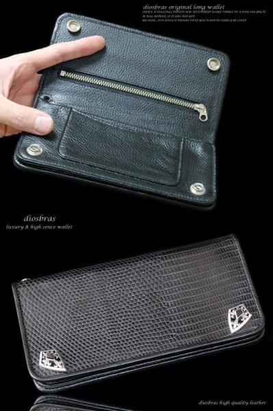 画像3: 【diosbras-ディオブラス-】本 トカゲ革 リザード バイカーズウォレット 財布 レザーウォレット ロングウォレット ウォレット バイカー  長財布 長財布/牛革財布 シルバー925コンチョ/wallet/サイフ (3)