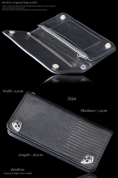 画像4: 【diosbras-ディオブラス-】本 トカゲ革 リザード バイカーズウォレット 財布 レザーウォレット ロングウォレット ウォレット バイカー  長財布 長財布/牛革財布 シルバー925コンチョ/wallet/サイフ (4)