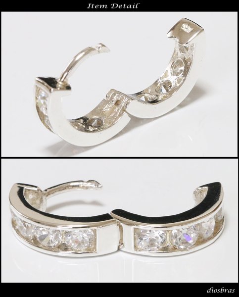 画像2: ジルコニア　リング　シルバー９２５　ピアス メンズ レディース 激安ピアス イヤリング アクセサリー【フープ】本物シルバー９２５◇片方ピアス メンズ レディース (2)