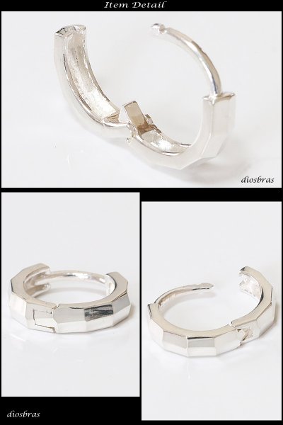 画像2: フープピアス  リング シルバー925 ピアス メンズ レディース 激安ピアス イヤリング アクセサリー【フープ】本物シルバー925◇片方ピアス メンズ レディース 鏡面 ミラーカット 【小】 (2)