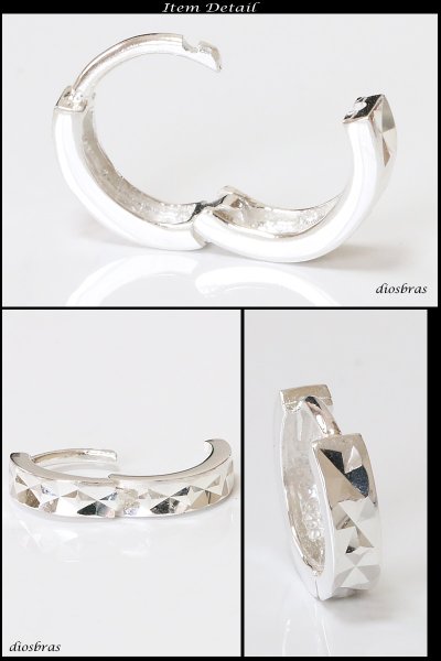 画像2: フープピアス  リング シルバー925 ピアス メンズ レディース 激安ピアス イヤリング アクセサリー【フープ】本物シルバー925◇片方ピアス メンズ レディース 鏡面 ミラーカット (2)