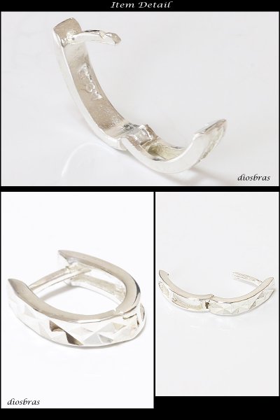 画像2: フープピアス  リング シルバー925 ピアス メンズ レディース 激安ピアス イヤリング アクセサリー【フープ】本物シルバー925◇片方ピアス メンズ レディース 鏡面 ミラーカット 馬蹄 ひずめ ホースシュー (2)