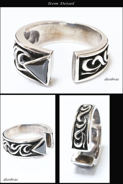 画像2: シルバー925 シルバーリング ブラックジルコニア メンズ アラベスク 唐草 ブラックスター パワーストーン オニキス 天然石 ダイオプサイト スターリングシルバー 指輪 ring silver925 銀 シルバーアクセサリー 男性 女性 レディース (2)