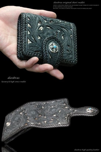 画像5: 【diosbras-ディオブラス-】透かし彫り カービング パイソン ハーフウォレット サドルレザー バイカーズ ショートウォレット ウォレット シルバー レザーウォレット コンチョ 短財布 財布蛇革 ヘビ革【CPA】 (5)