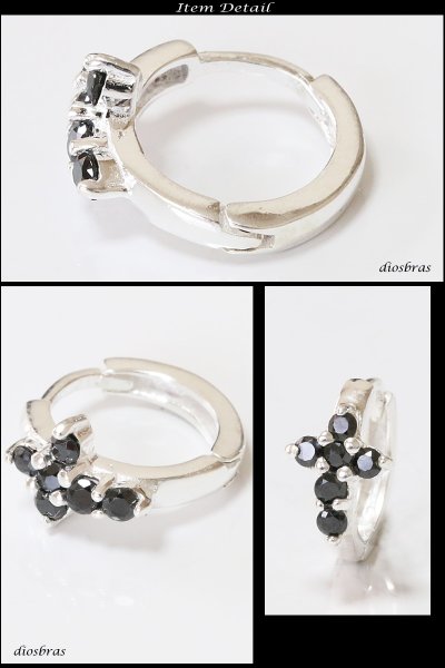 画像2: 本物シルバー９２５◇ 　ライン　RING　フープピアス クロス　十字架　◇片方ピアス メンズ レディース ブリリアンカット　多角カッティング　リングデザイン　シルバー９２５　フープピアス (2)