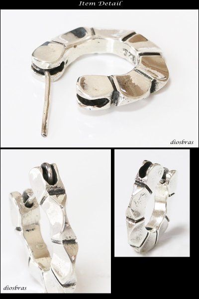 画像2: フープピアス  リング シルバー925 ピアス メンズ レディース 激安ピアス イヤリング アクセサリー【フープ】本物シルバー925◇片方ピアス メンズ レディース 鏡面 ミラーカット 馬蹄 ひずめ ホースシュー (2)