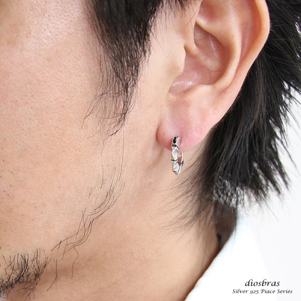 画像3: フープピアス  リング シルバー925 ピアス メンズ レディース 激安ピアス イヤリング アクセサリー【フープ】本物シルバー925◇片方ピアス メンズ レディース 鏡面 ミラーカット 馬蹄 ひずめ ホースシュー (3)