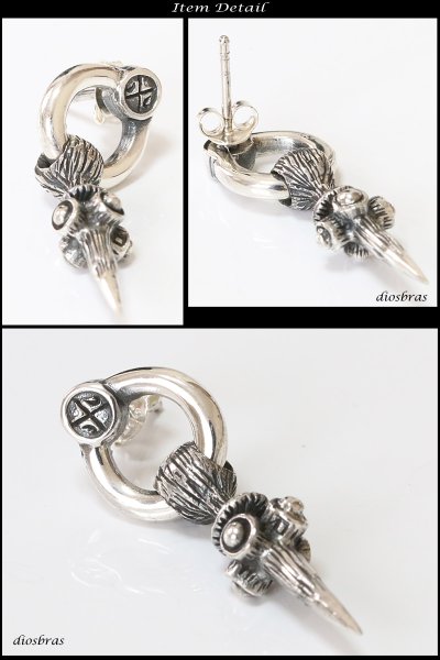 画像2: 【メンズピアス】【シルバーアクセサリー】【シルバーピアス】●バラ売り(片耳のみ)■シャープでキレイめハード!【 メンズ|アクセサリー|ピアス|クロス・十字架|フレア・リリー|ナイフ|剣 】 (2)