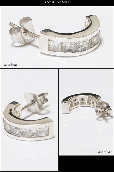 画像2: ジルコニア リング シルバー925 ピアス メンズ レディース 激安ピアス イヤリング アクセサリー【フープ】ライン 本物シルバー925◇片方ピアス メンズ レディース (2)