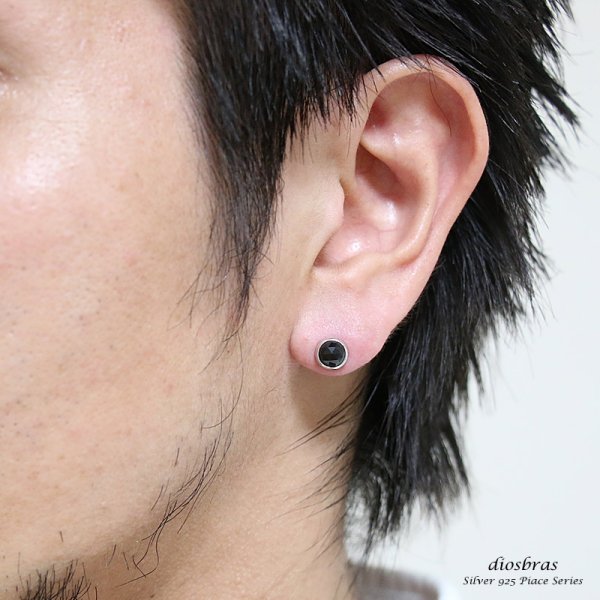 画像3: 【オニキス ピアス】本物シルバー925/ ピアス 片方 パワーストーン/ピアス片耳・片方販売ピアス メンズ レディース ブリリアントカット ≪大≫ (3)