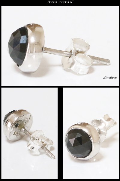 画像2: 【オニキス ピアス】本物シルバー925/ ピアス 片方 パワーストーン/ピアス片耳・片方販売ピアス メンズ レディース ブリリアントカット ≪大≫ (2)