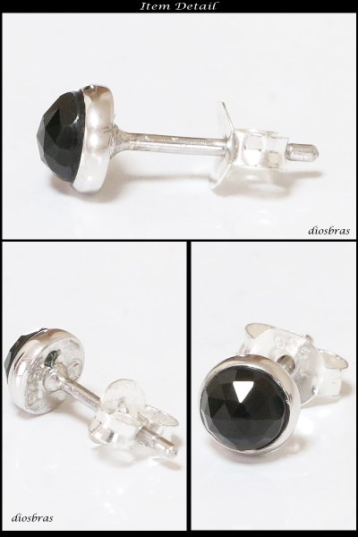 画像2: 【オニキス ピアス】本物シルバー925/ ピアス 片方 パワーストーン/ピアス片耳・片方販売ピアス メンズ レディース ブリリアントカット ≪小≫ (2)
