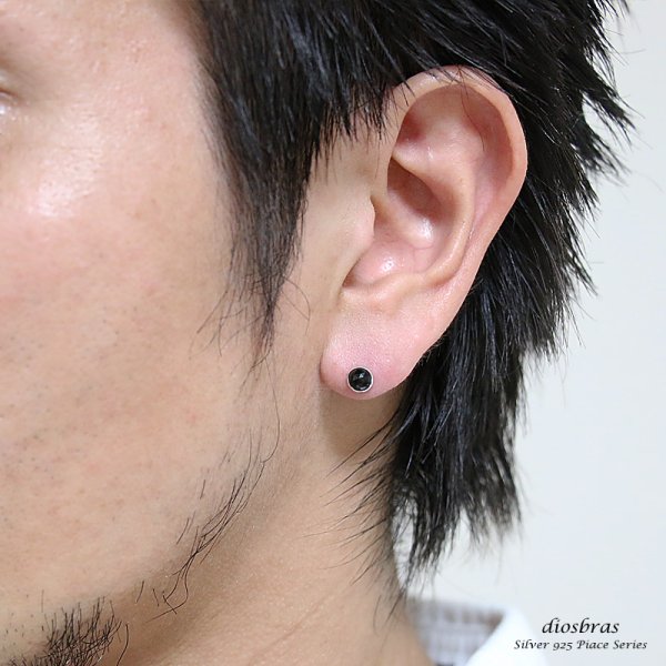 画像3: 【オニキス ピアス】本物シルバー925/ ピアス 片方 パワーストーン/ピアス片耳・片方販売ピアス メンズ レディース ブリリアントカット ≪小≫ (3)